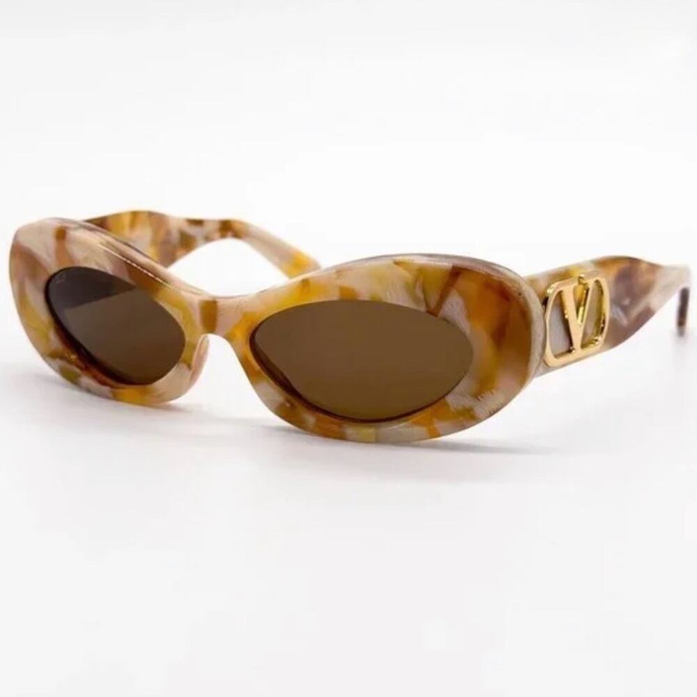 New! Valentino Women's Brown Oval Sunglasses, VLS 178D, Authentic Retail $590